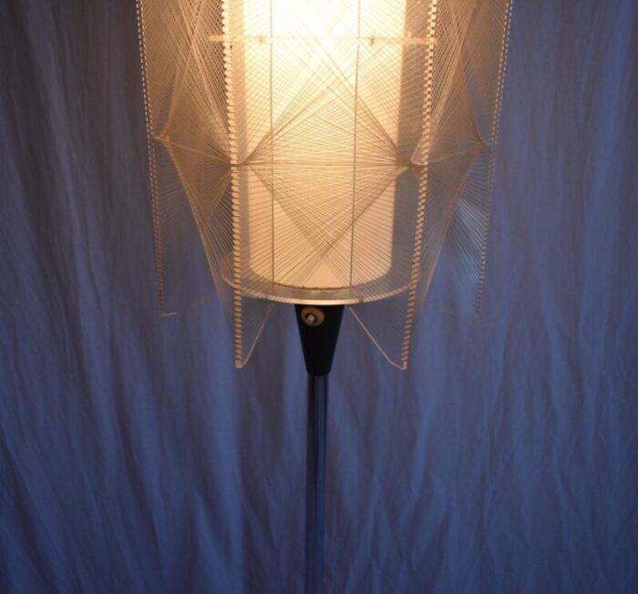 mid century czechoslovakian floor lamp in nylon and metal 1950s 10