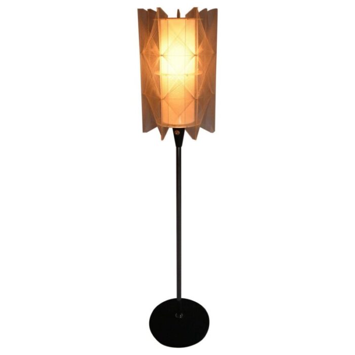 mid century czechoslovakian floor lamp in nylon and metal 1950s 2