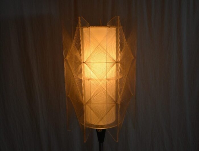 mid century czechoslovakian floor lamp in nylon and metal 1950s 8