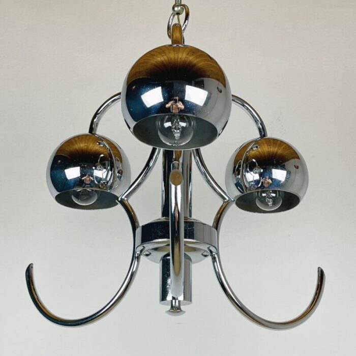 mid century eyeball silver pendant lamp italy 1970s 1