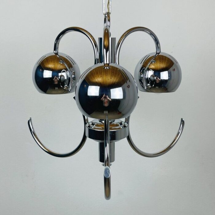 mid century eyeball silver pendant lamp italy 1970s 3