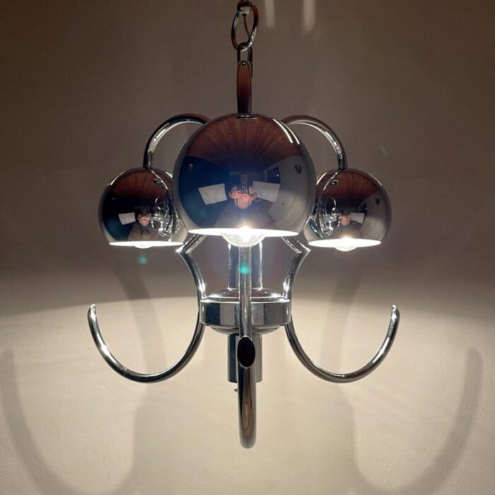 mid century eyeball silver pendant lamp italy 1970s 4