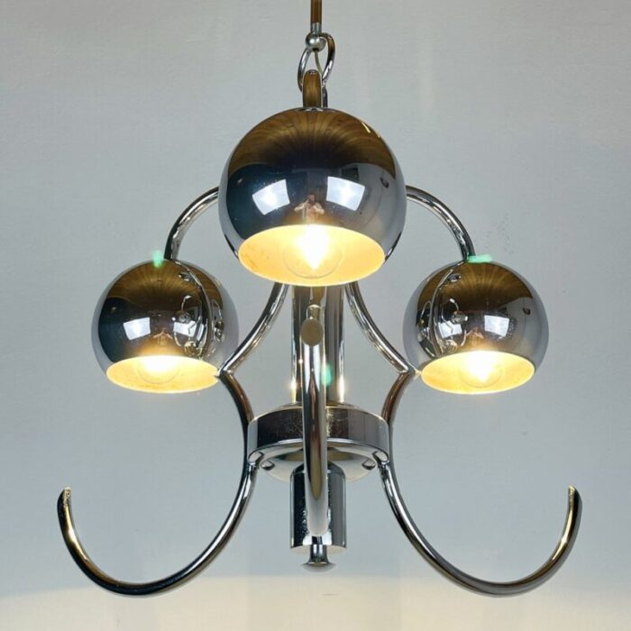 mid century eyeball silver pendant lamp italy 1970s 7