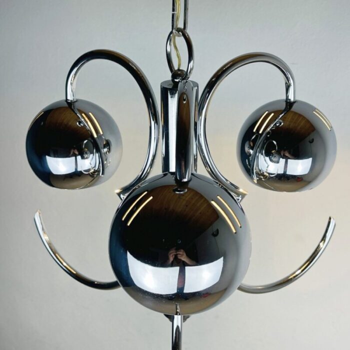 mid century eyeball silver pendant lamp italy 1970s 8