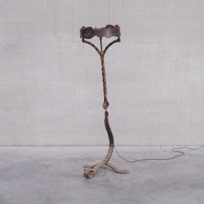 mid century french brutalist iron floor lamp 1