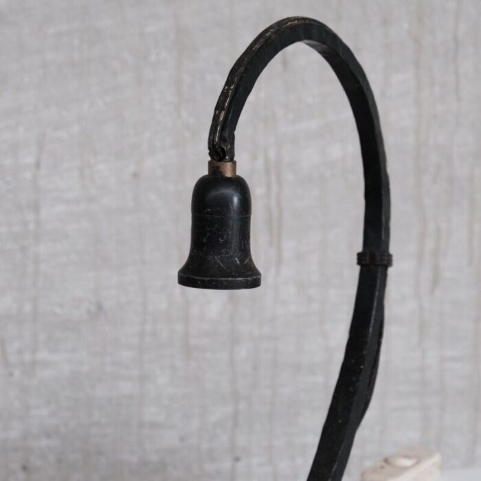 mid century french brutalist iron table lamp 4