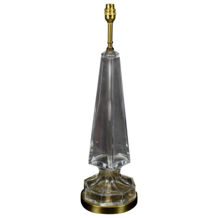 mid century glass brass obelisk table lamp 1