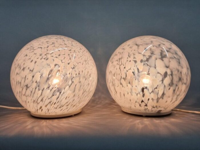 mid century glass table lamp 1970s set of 2 10