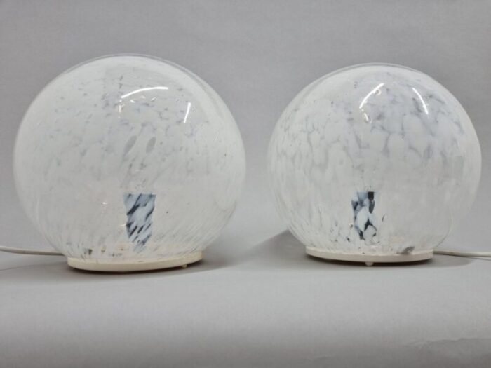 mid century glass table lamp 1970s set of 2 11