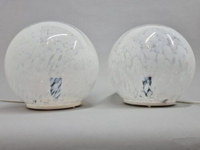 mid century glass table lamp 1970s set of 2 12