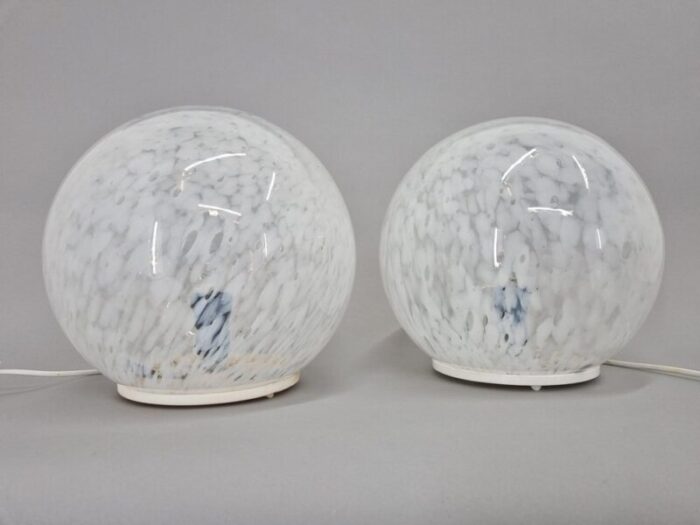 mid century glass table lamp 1970s set of 2 2