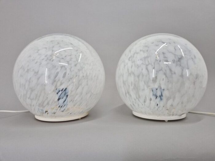 mid century glass table lamp 1970s set of 2 3