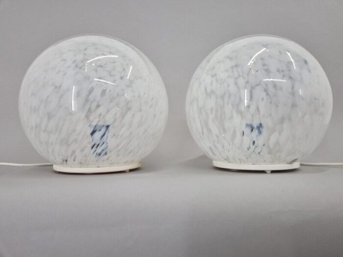 mid century glass table lamp 1970s set of 2 4