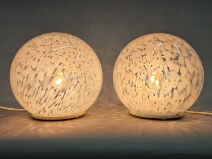 mid century glass table lamp 1970s set of 2 5