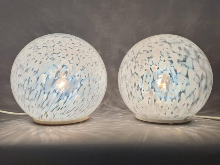 mid century glass table lamp 1970s set of 2 6