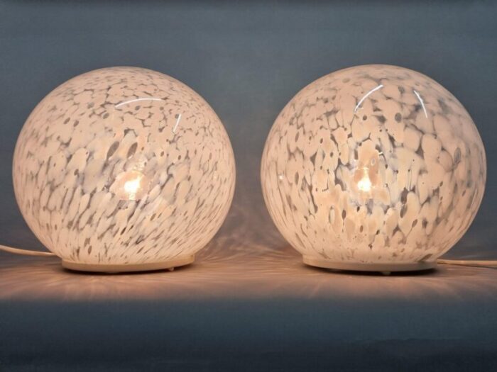 mid century glass table lamp 1970s set of 2 8