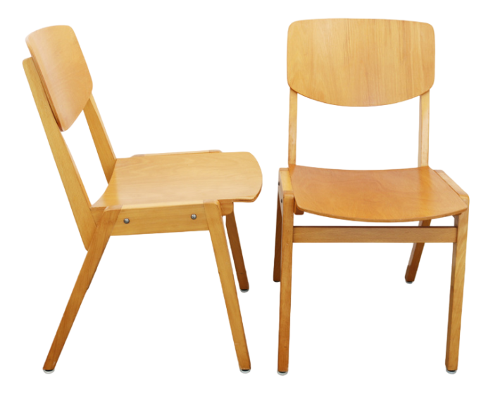 mid century industrial casala stacking chairs in beech 1950s set of 6 3116