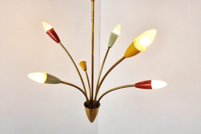 mid century italian brass chandelier 1960s 6