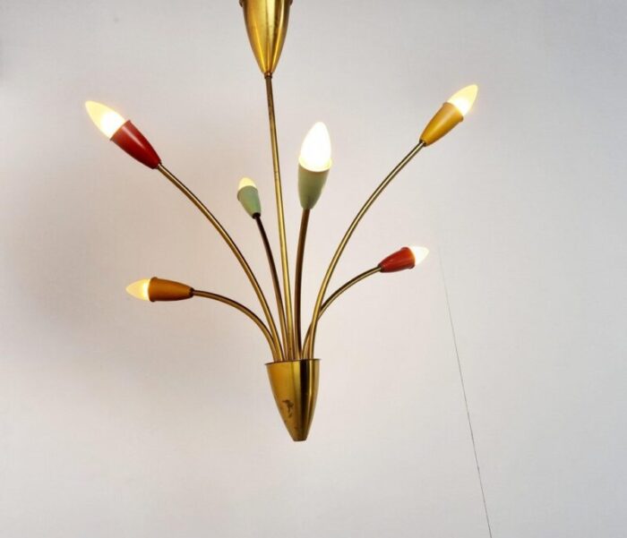 mid century italian brass chandelier 1960s 7