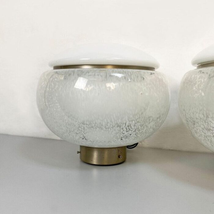 mid century italian modern murano glass steel table lamps 1960s set of 2 4