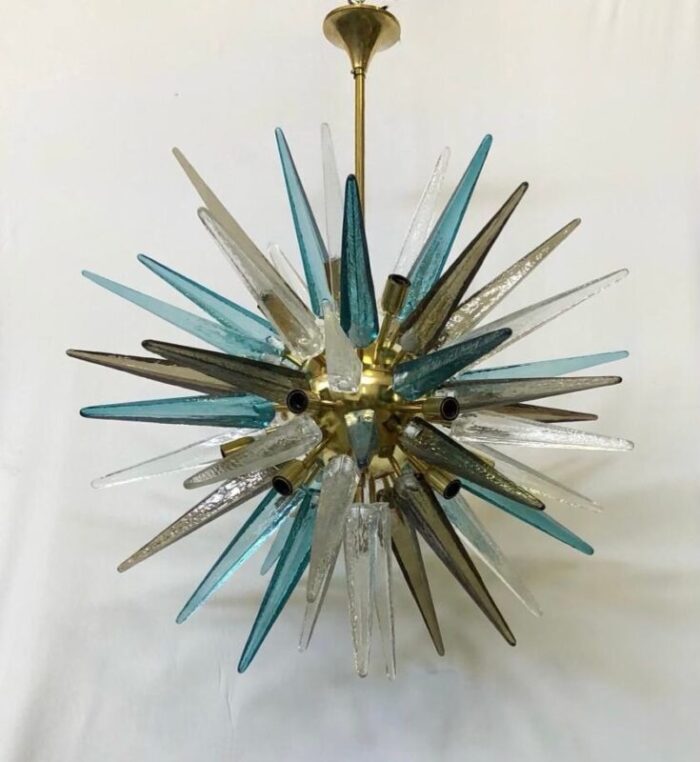 mid century italian multi colored murano art glass chandelier 1970 8