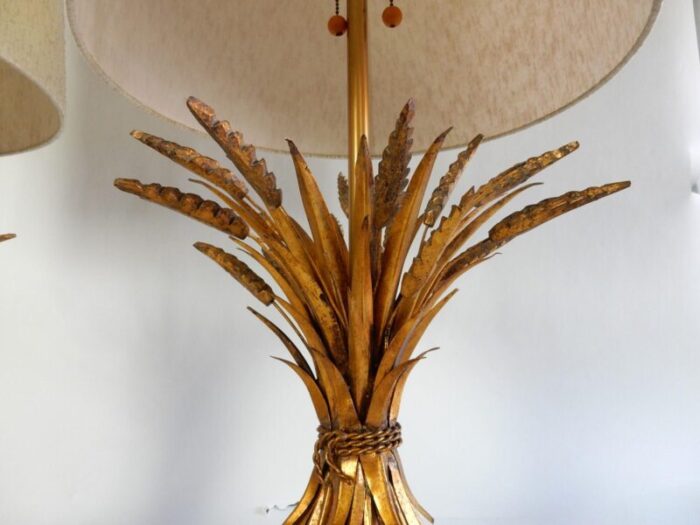 mid century italian sheaf of wheat gold gilt table lamps by the marbro lamp co 4085