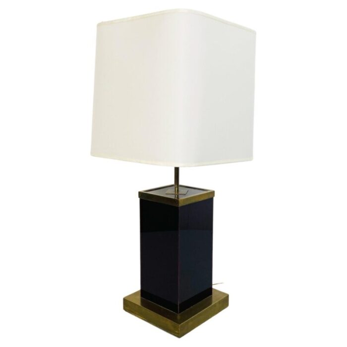 mid century italian table lamp brown acrylic glass and brass 1970s 1