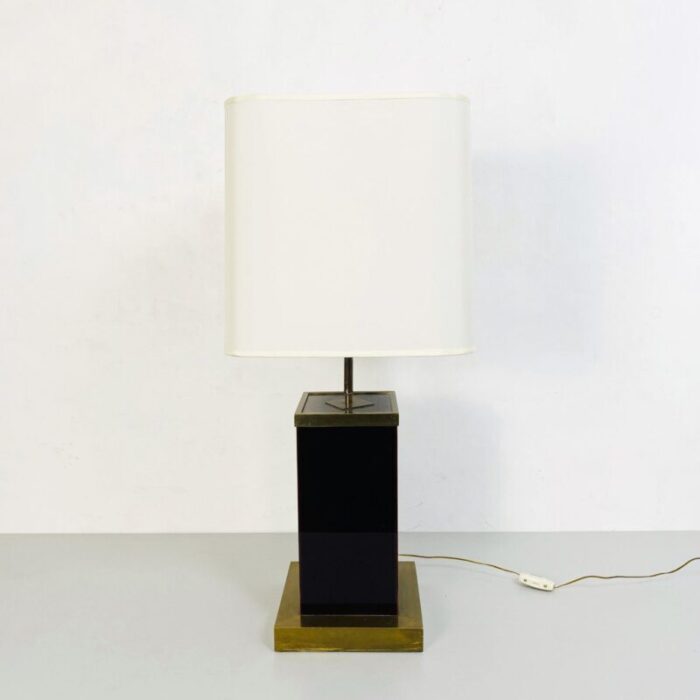 mid century italian table lamp brown acrylic glass and brass 1970s 2