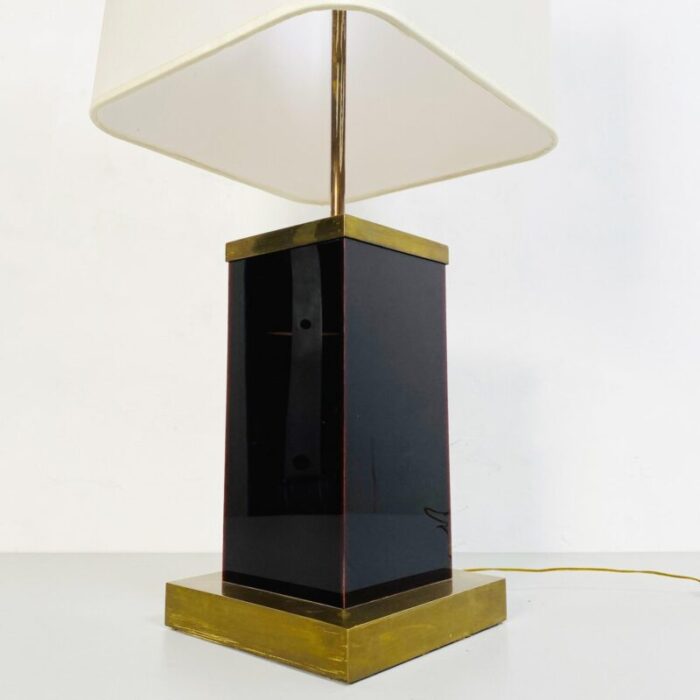 mid century italian table lamp brown acrylic glass and brass 1970s 4