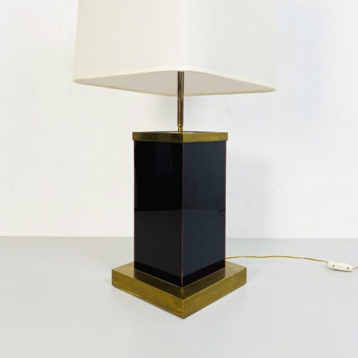 mid century italian table lamp brown acrylic glass and brass 1970s 5