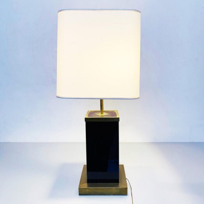 mid century italian table lamp brown acrylic glass and brass 1970s 8