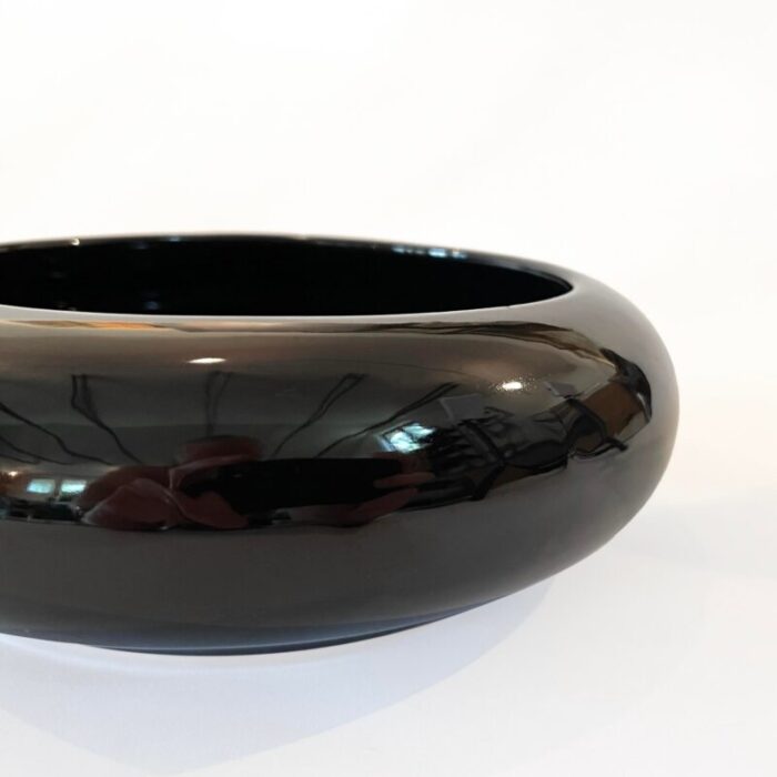 mid century modern black gloss saucer vase 1849