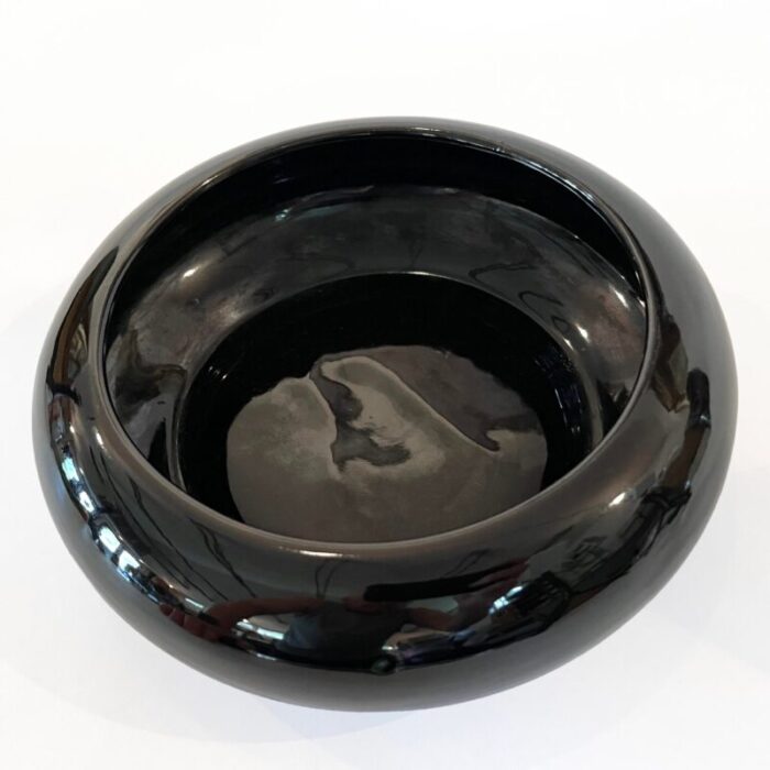 mid century modern black gloss saucer vase 8770