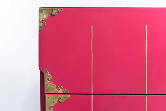 mid century modern gold inlay dresser in pink newly painted 4284