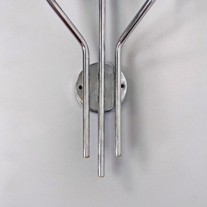 mid century modern italian chromed steel and glossy glass wall lamp 1970s 11