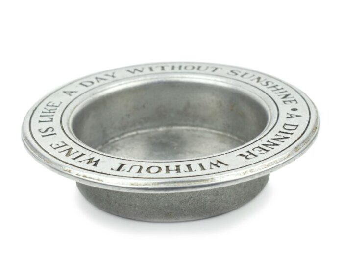 mid century modern pewter round wine bottle coaster 4924