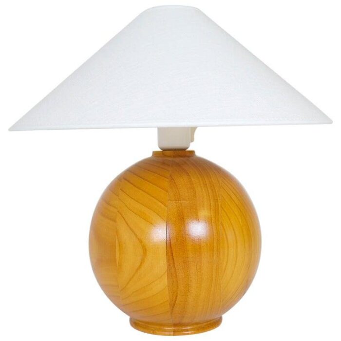 mid century modern swedish solid pine sculptural table lamp 1970s 1