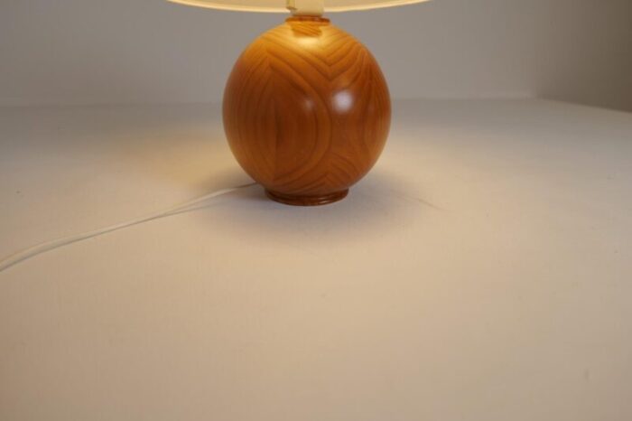 mid century modern swedish solid pine sculptural table lamp 1970s 10