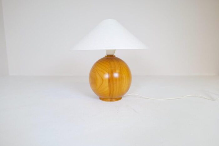 mid century modern swedish solid pine sculptural table lamp 1970s 2