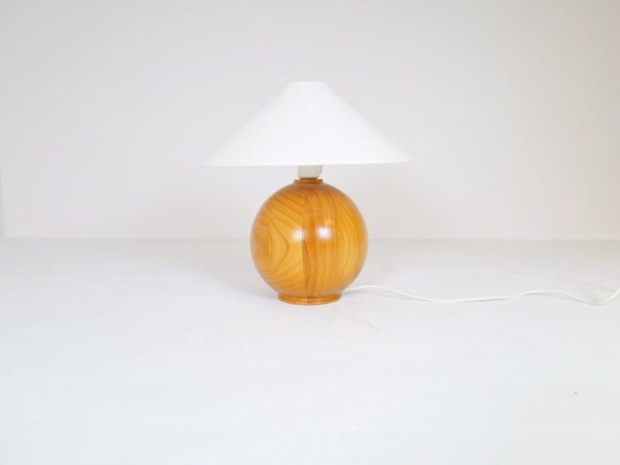 mid century modern swedish solid pine sculptural table lamp 1970s 3