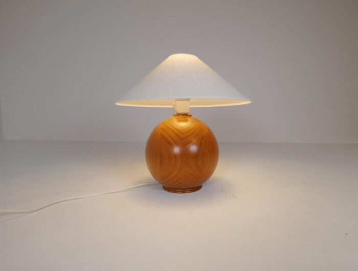 mid century modern swedish solid pine sculptural table lamp 1970s 8