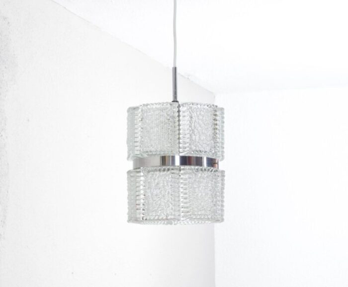 mid century modern textured crystal chandelier from kaiser leuchten germany 1960 2