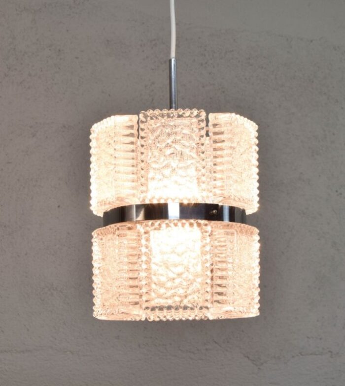 mid century modern textured crystal chandelier from kaiser leuchten germany 1960 4