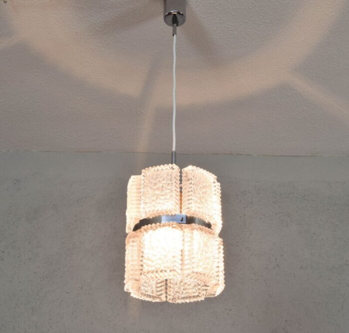 mid century modern textured crystal chandelier from kaiser leuchten germany 1960 5