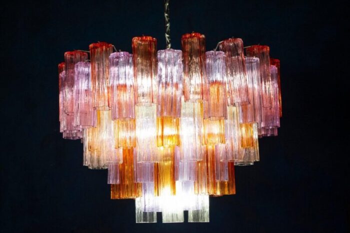 mid century multicolored murano glass tronchi chandelier 2