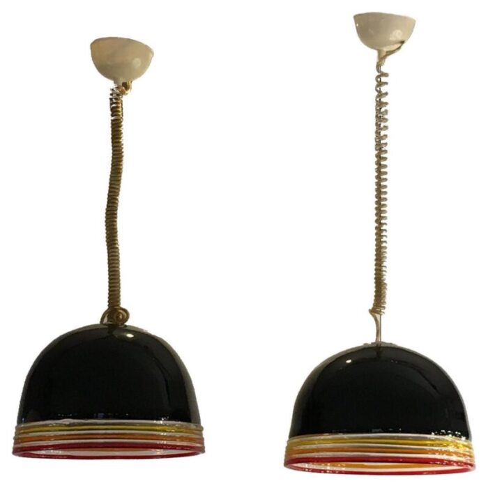 mid century murano glass suspensions by roberto pamio and renato toso set of 2 1