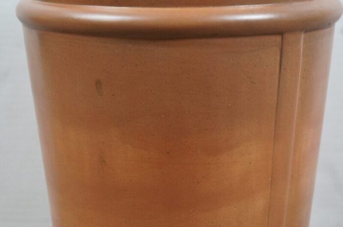 mid century orange brown ceramic umbrella cane stand with raspberry motif 1202