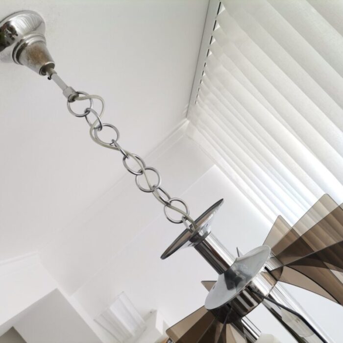 mid century portuguese hanging lamp in chrome and acrylic 1960s 10