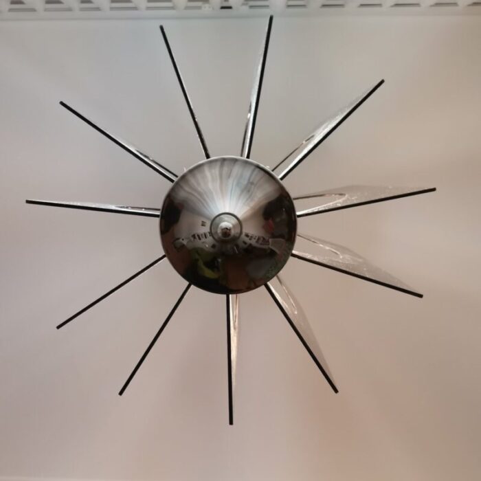 mid century portuguese hanging lamp in chrome and acrylic 1960s 9