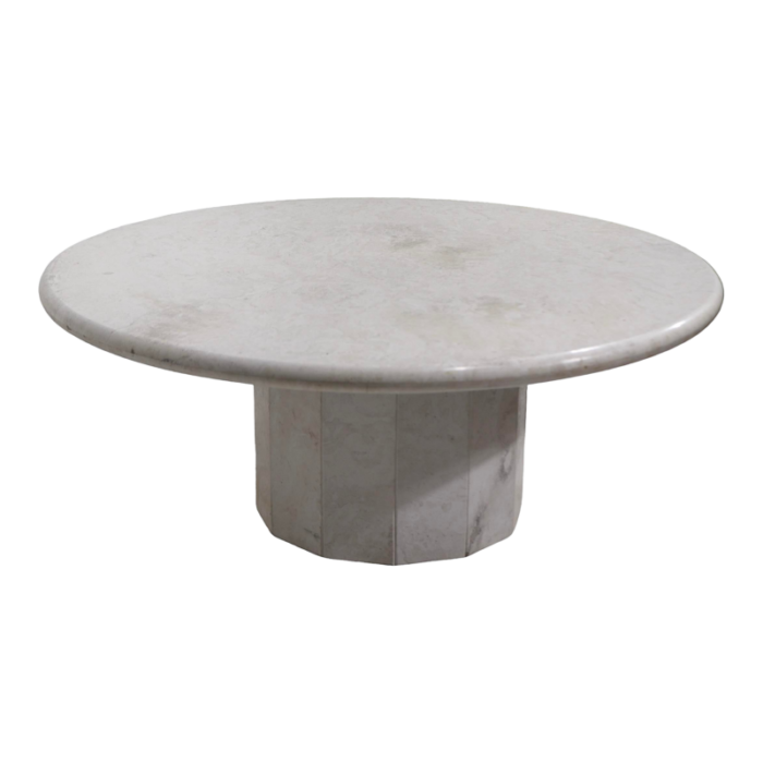 mid century post modern travertine marble coffee table 0399